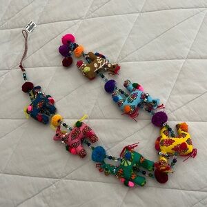 Nwt World Market beaded Llama hanging door bell garland decorative 33”